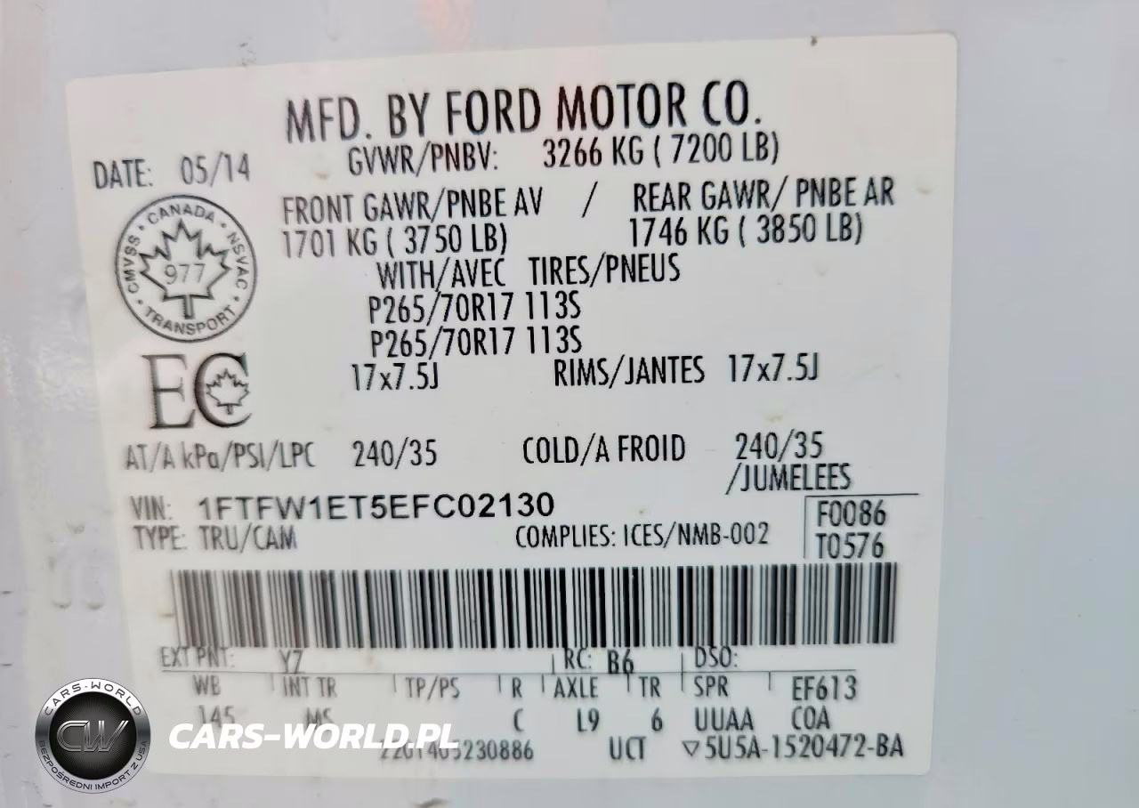 2014 Ford F150 Supercrew VIN:1FTFW1ET5EFC02130 - 13