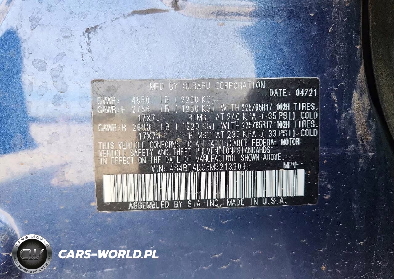 2021 Subaru Outback Premium VIN:4S4BTADC5M3213309 - 13
