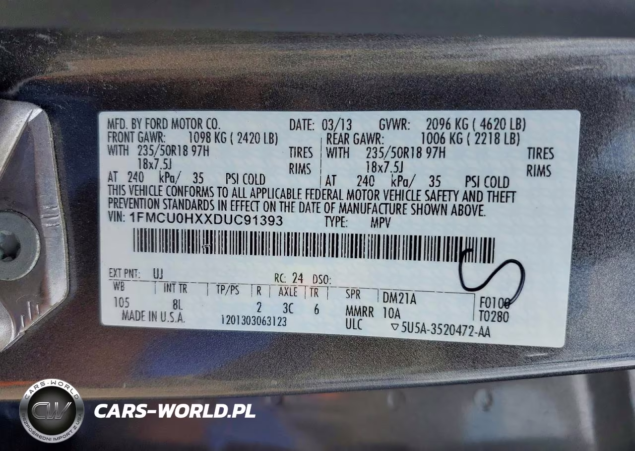 2013 Ford Escape Sel VIN:1FMCU0HXXDUC91393 - 13