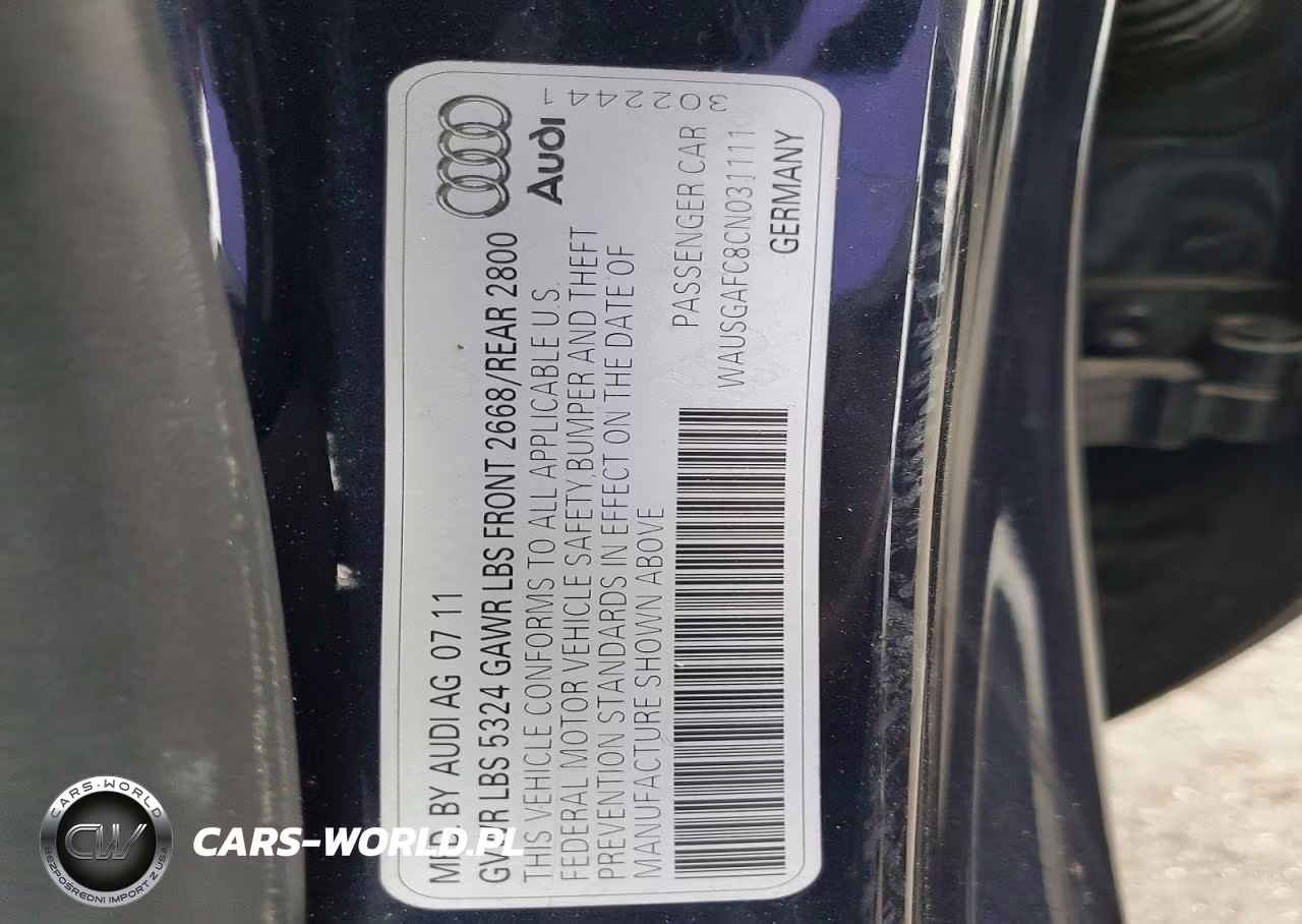 2012 Audi A7 Prestige VIN:WAUSGAFC8CN031111 - 12