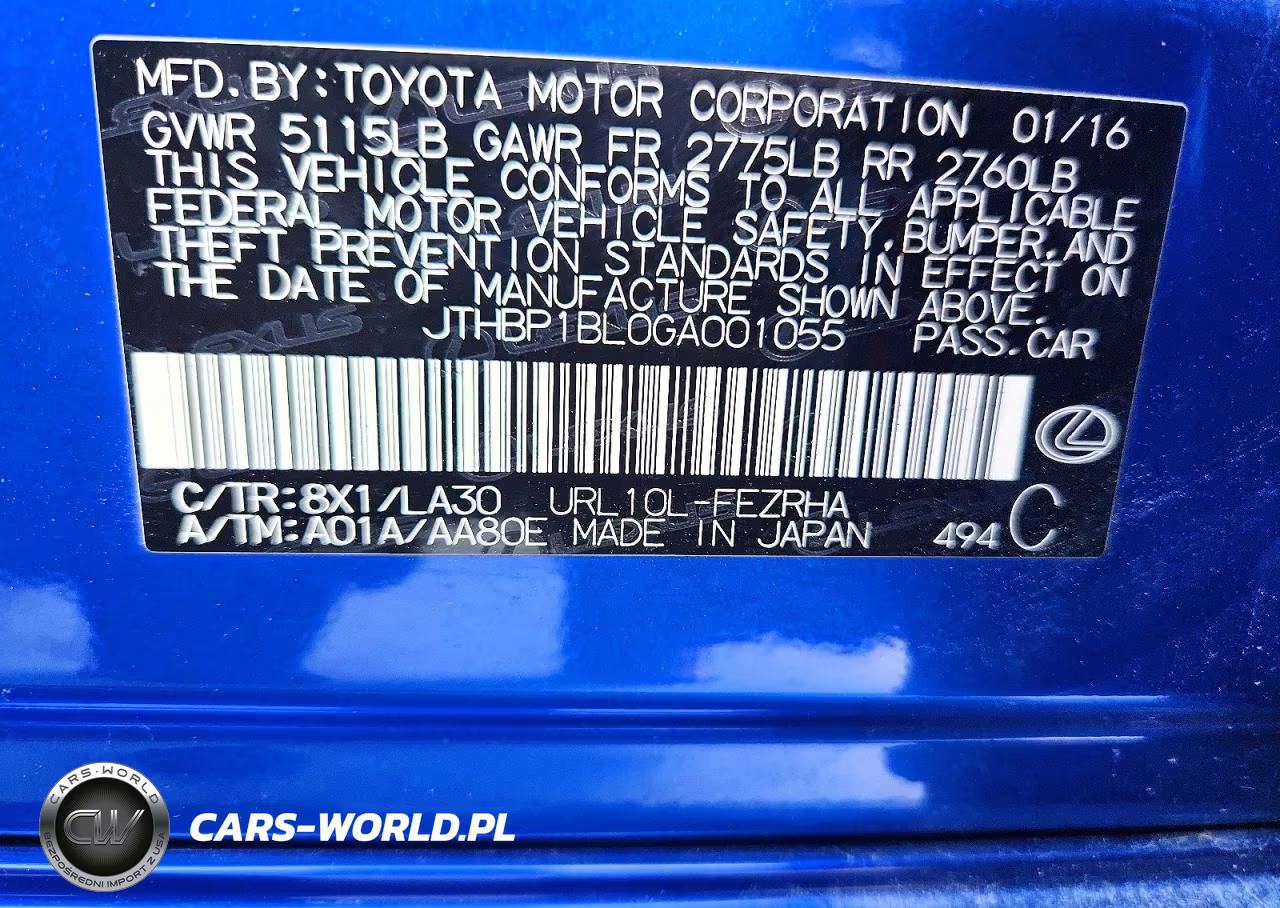 2016 Lexus Gs F Base VIN:JTHBP1BL0GA001055 - 13
