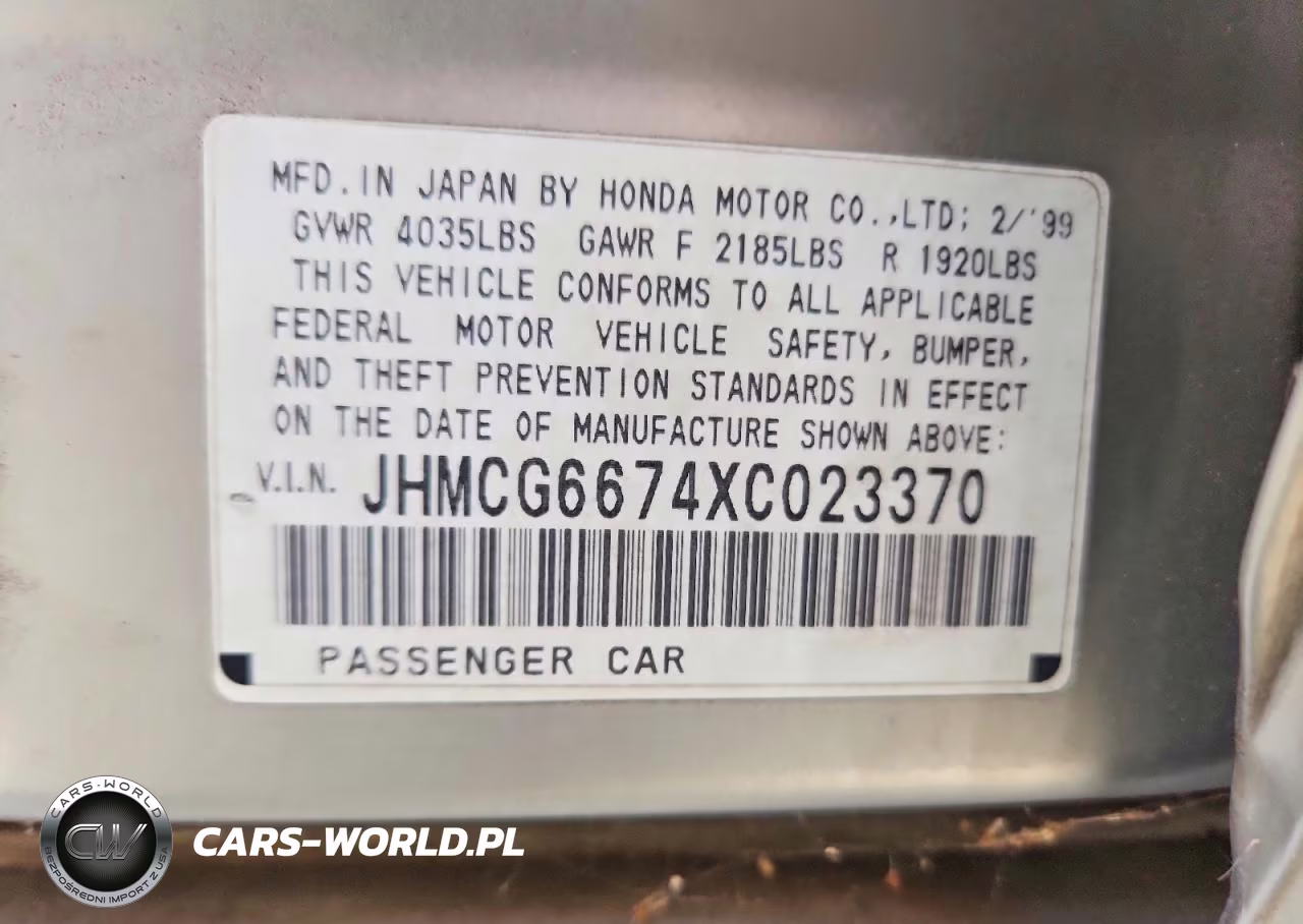 1999 Honda Accord Ex VIN:JHMCG6674XC023370 - 12