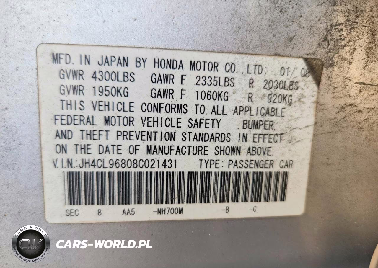 2008 Acura Tsx VIN:JH4CL96808C021431 - 12