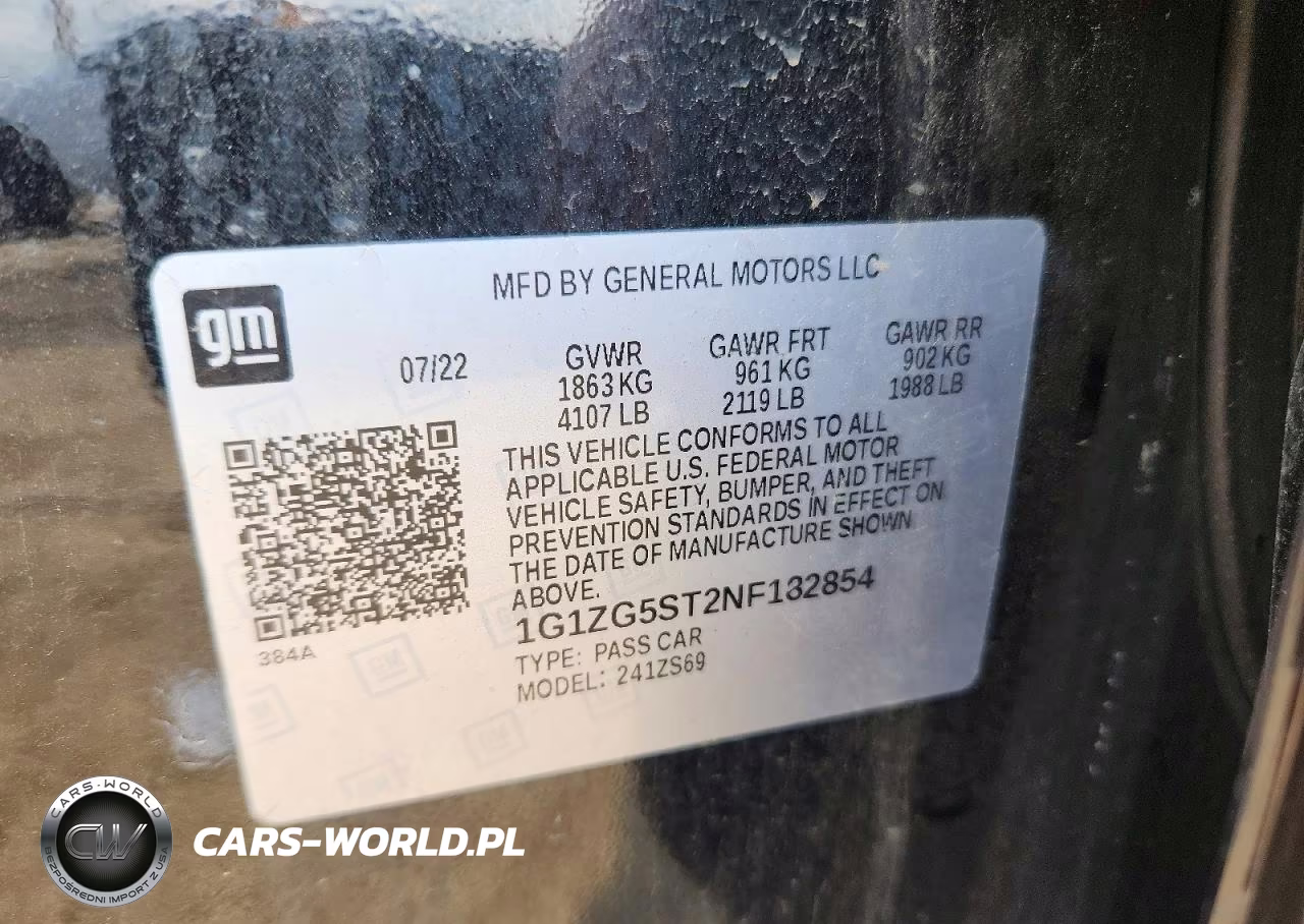 2022 Chevrolet Malibu Rs VIN:1G1ZG5ST2NF182854 - 12
