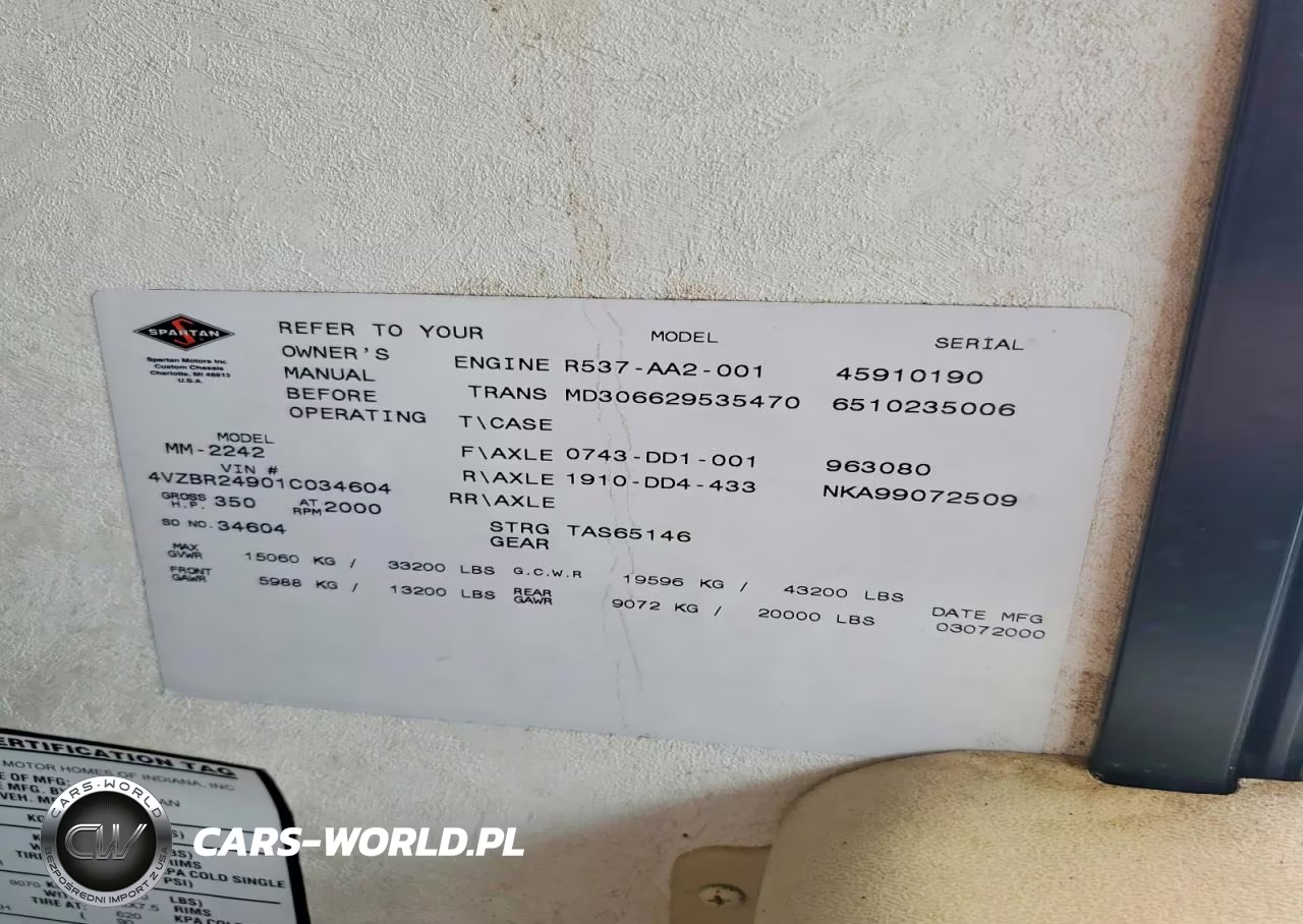 2001 Spartan Motors Motorhome 4Vz VIN:4VZBR24901C034604 - 10