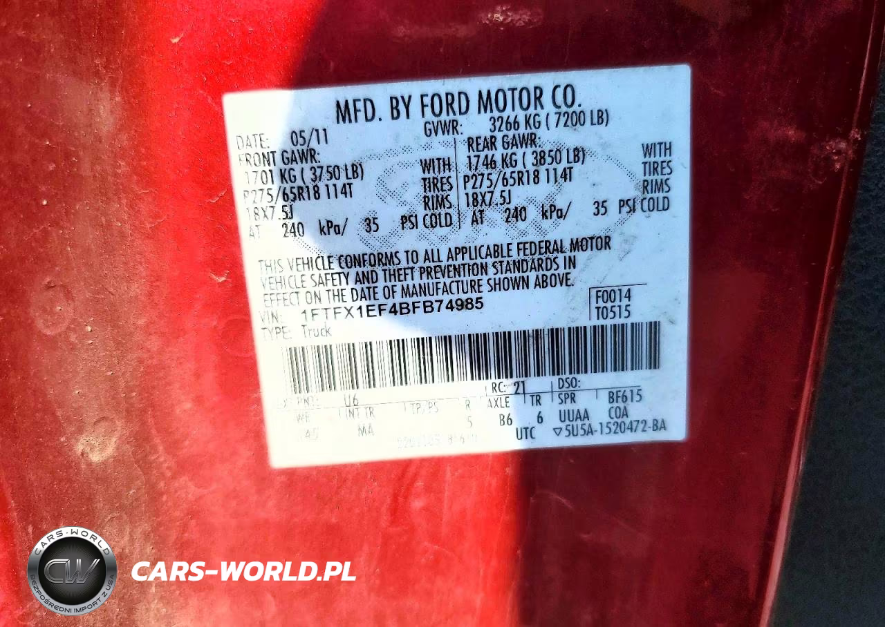 2011 Ford F150 Super Cab VIN:1FTFX1EF4BFB74985 - 12