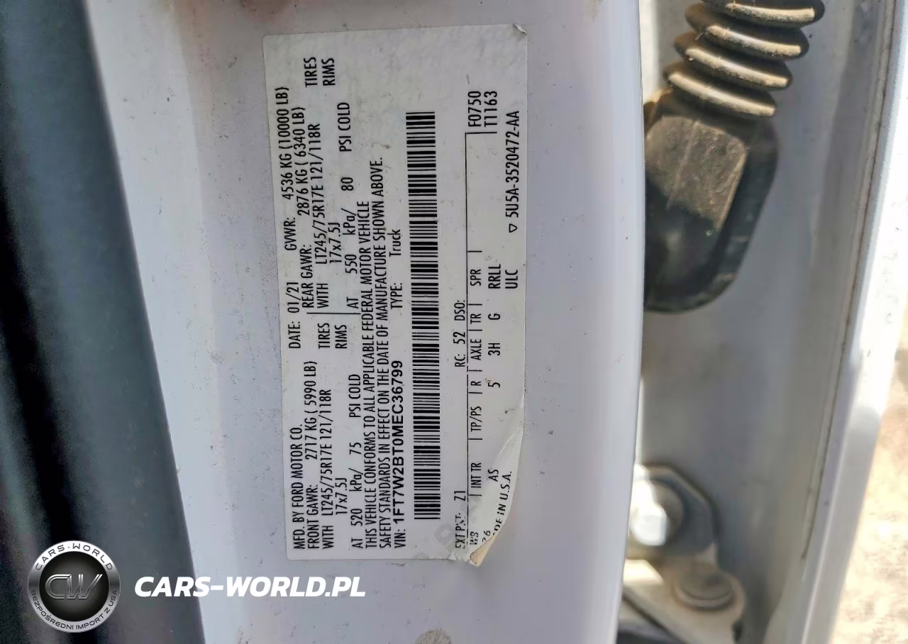 2021 Ford F250 Super Duty VIN:1FT7W2BT0MEC36799 - 12