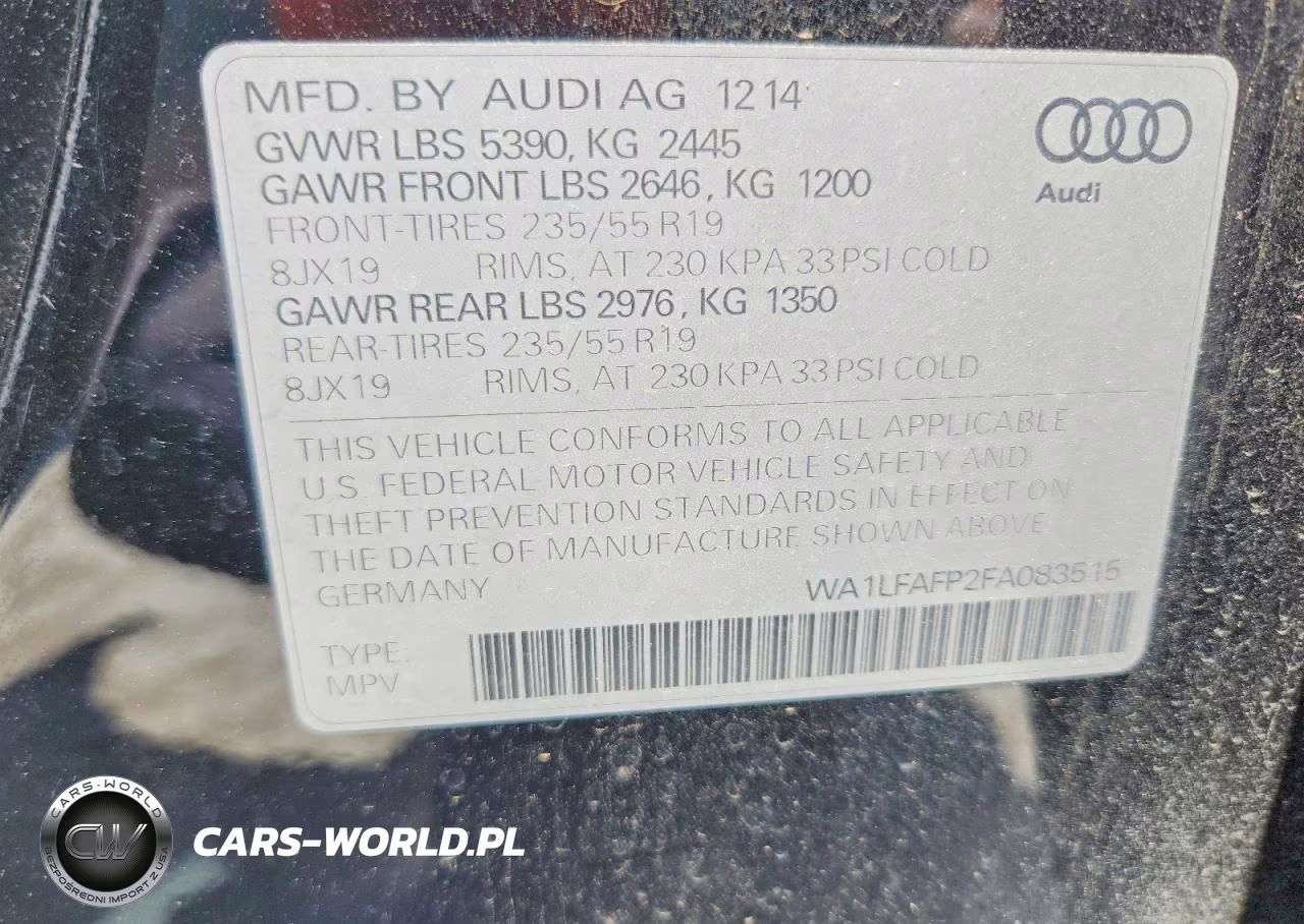 2015 Audi Q5 Premium Plus VIN:WA1LFAFP2FA083515 - 15