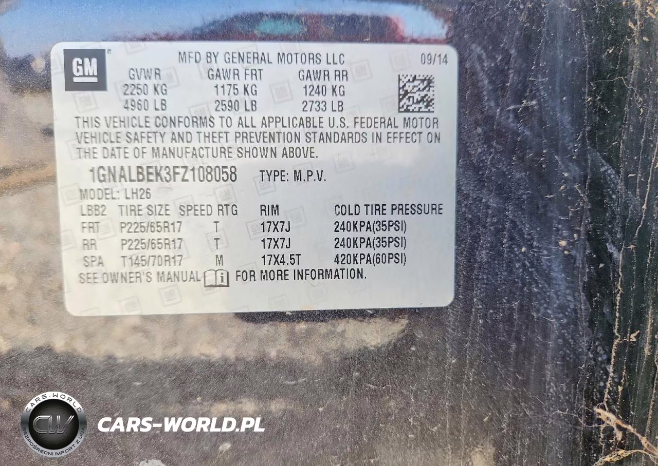 2015 Chevrolet Equinox Lt VIN:1GNALBEK3FZ108058 - 13