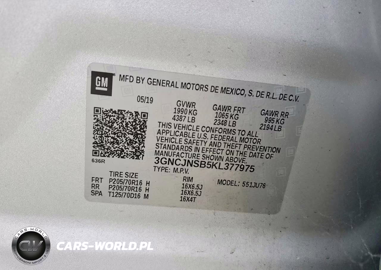 2019 Chevrolet Trax Ls VIN:3GNCJNSB5KL377975 - 13