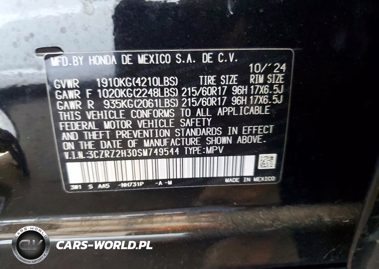 2025 Honda Hr-V Lx VIN:3CZRZ2H30SM749544 - 13