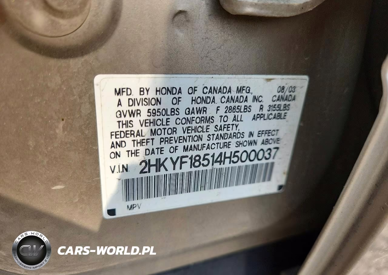 2004 Honda Pilot Exl VIN:2HKYF18514H500037 - 13