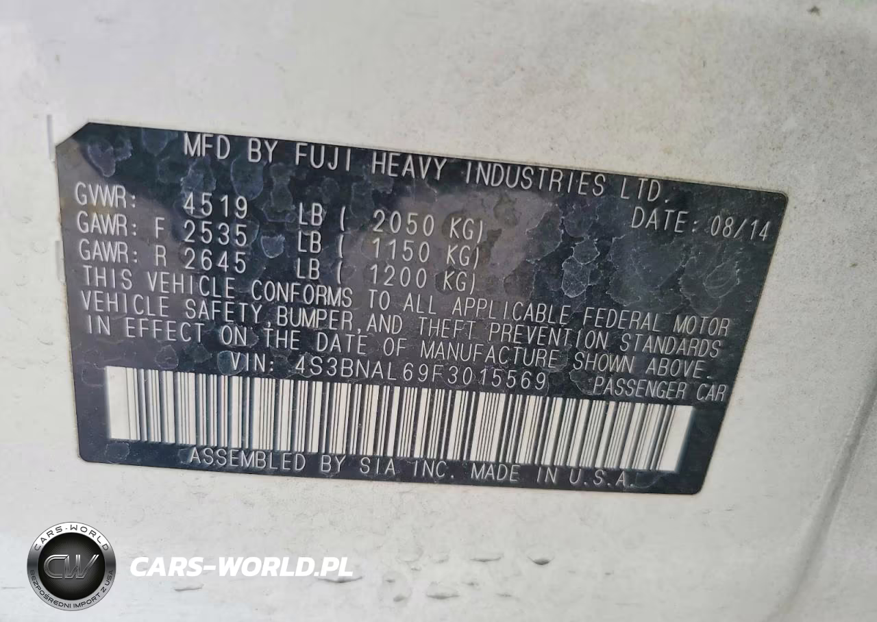 2015 Subaru Legacy 2.5I Limited VIN:4S3BNAL69F3015569 - 12
