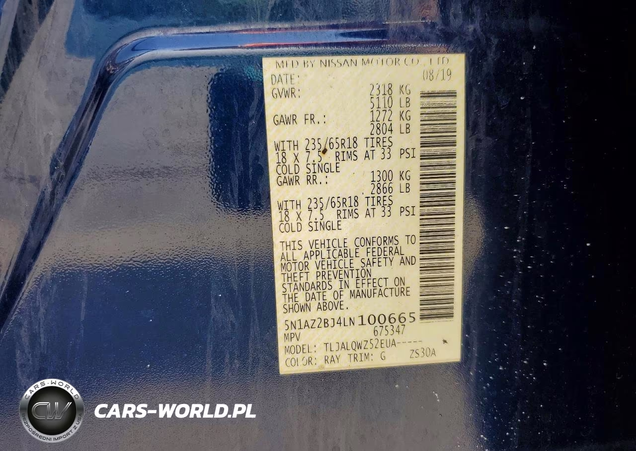 2020 Nissan Murano Sv VIN:5N1AZ2BJ4LN100665 - 13