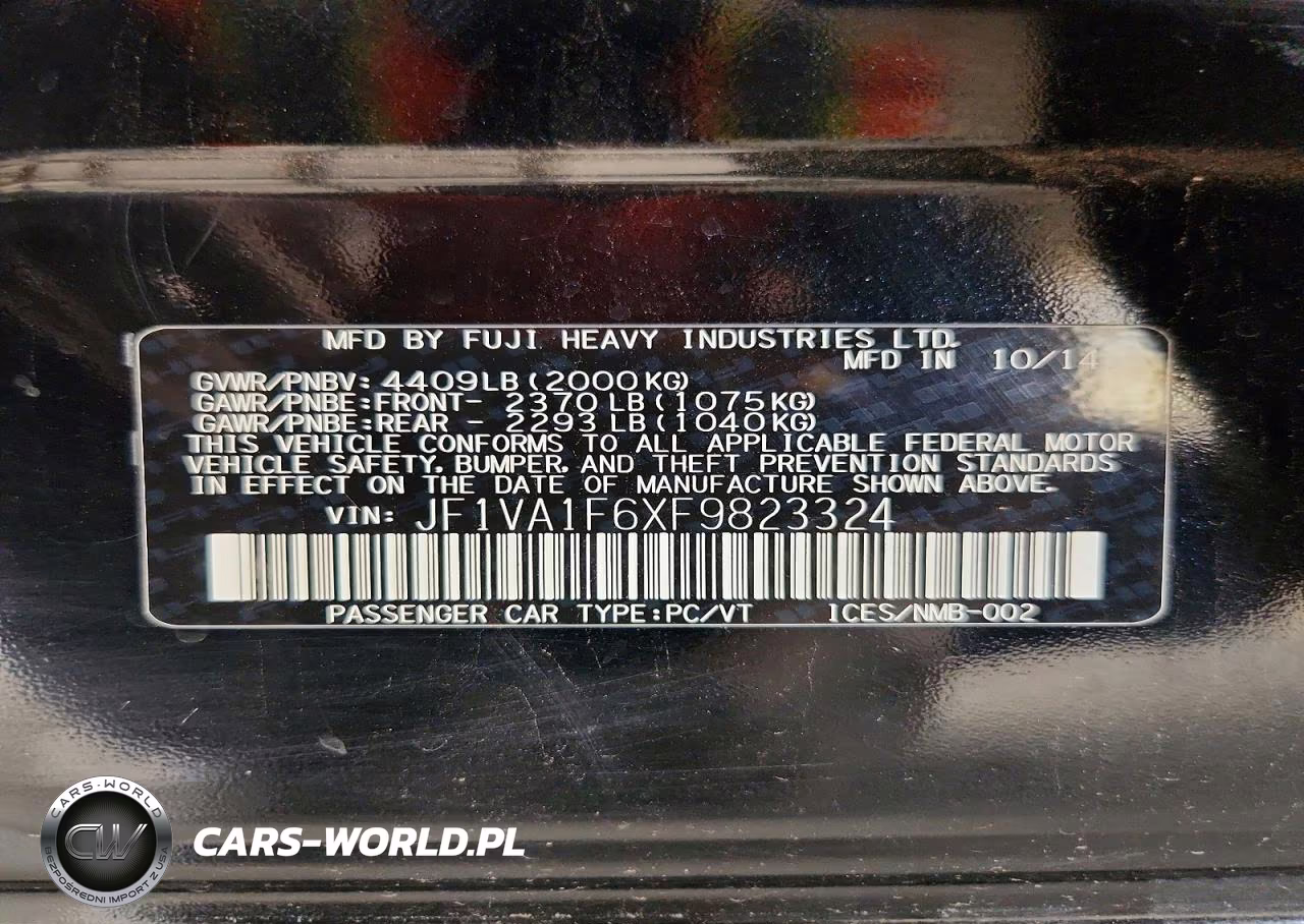 2015 Subaru Wrx Premium VIN:JF1VA1F6XF9823324 - 12