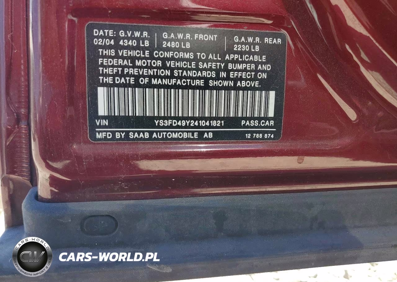 2004 Saab 9-3 Arc VIN:YS3FD49Y241041821 - 12