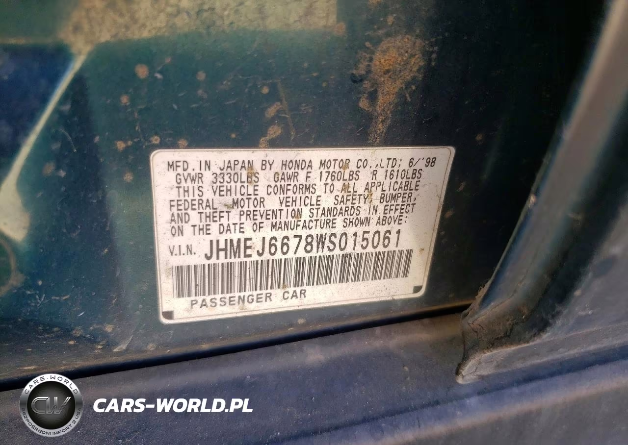 1998 Honda Civic Lx VIN:JHMEJ6678WS015061 - 12