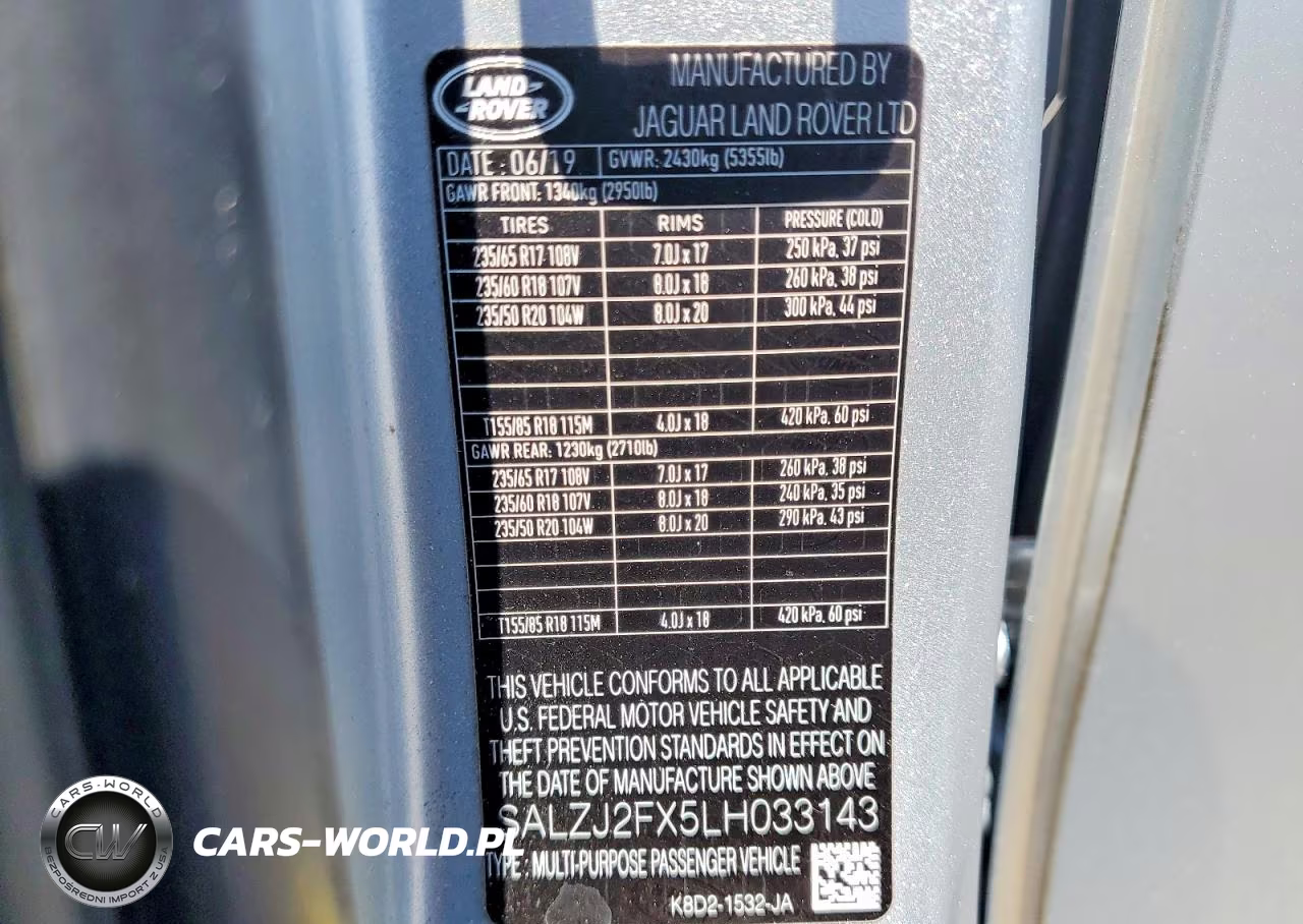 2020 Land Rover Range Rover Evoque S VIN:SALZJ2FX5LH033143 - 13