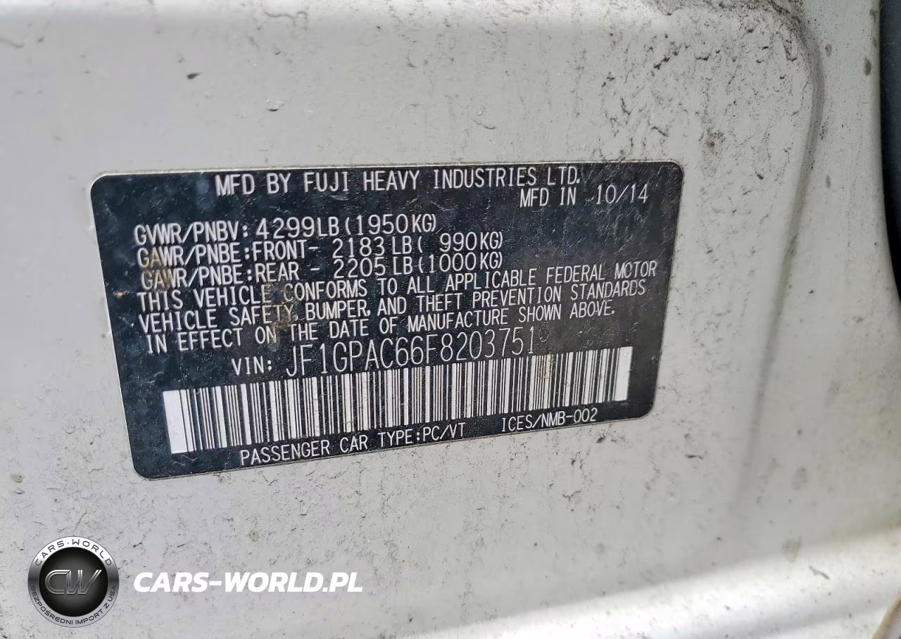 2015 Suba Impreza VIN:JF1GPAC66F8203751 - 12