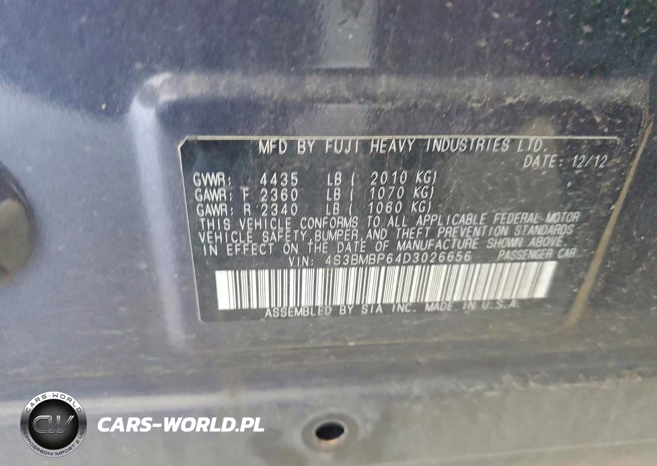2013 Subaru Legacy 2.5I Limited VIN:4S3BMBP64D3026656 - 13