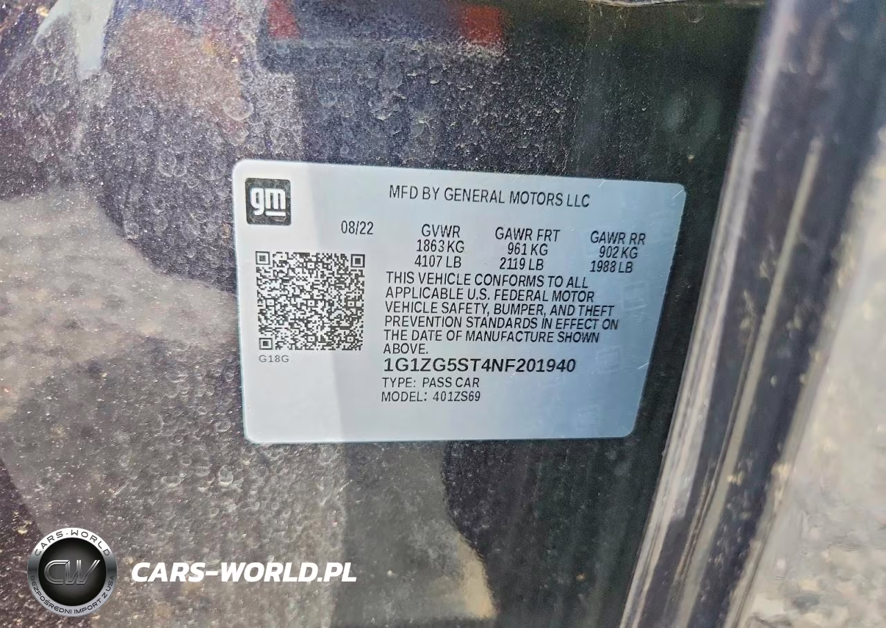 2022 Chevrolet Malibu Rs VIN:1G1ZG5ST4NF201940 - 12