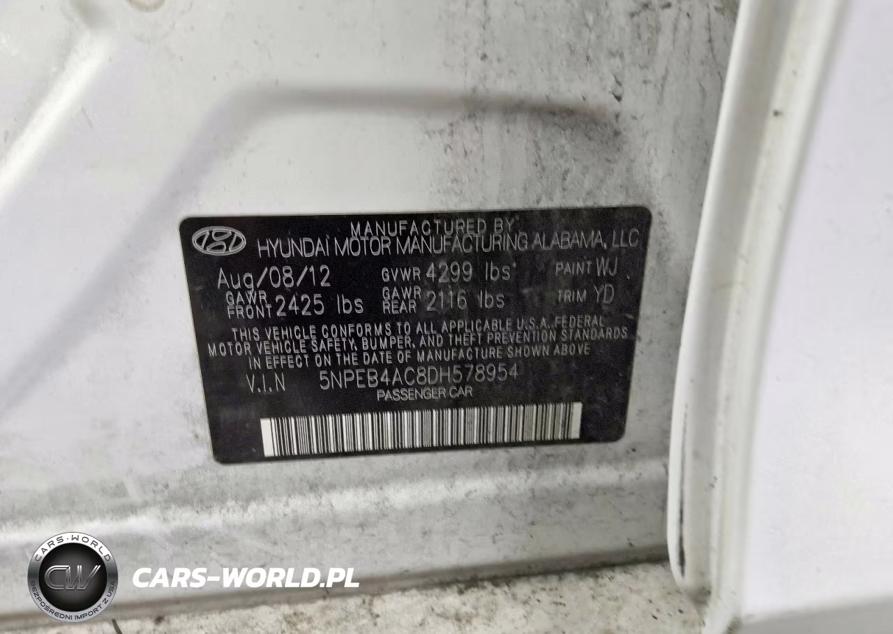 2013 Hyundai Sonata Gls VIN:5NPEB4AC8DH578954 - 12