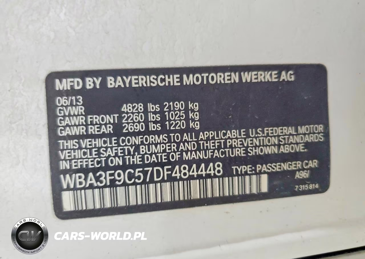 2013 BMW Activehybrid 3 VIN:WBA3F9C57DF484448 - 12