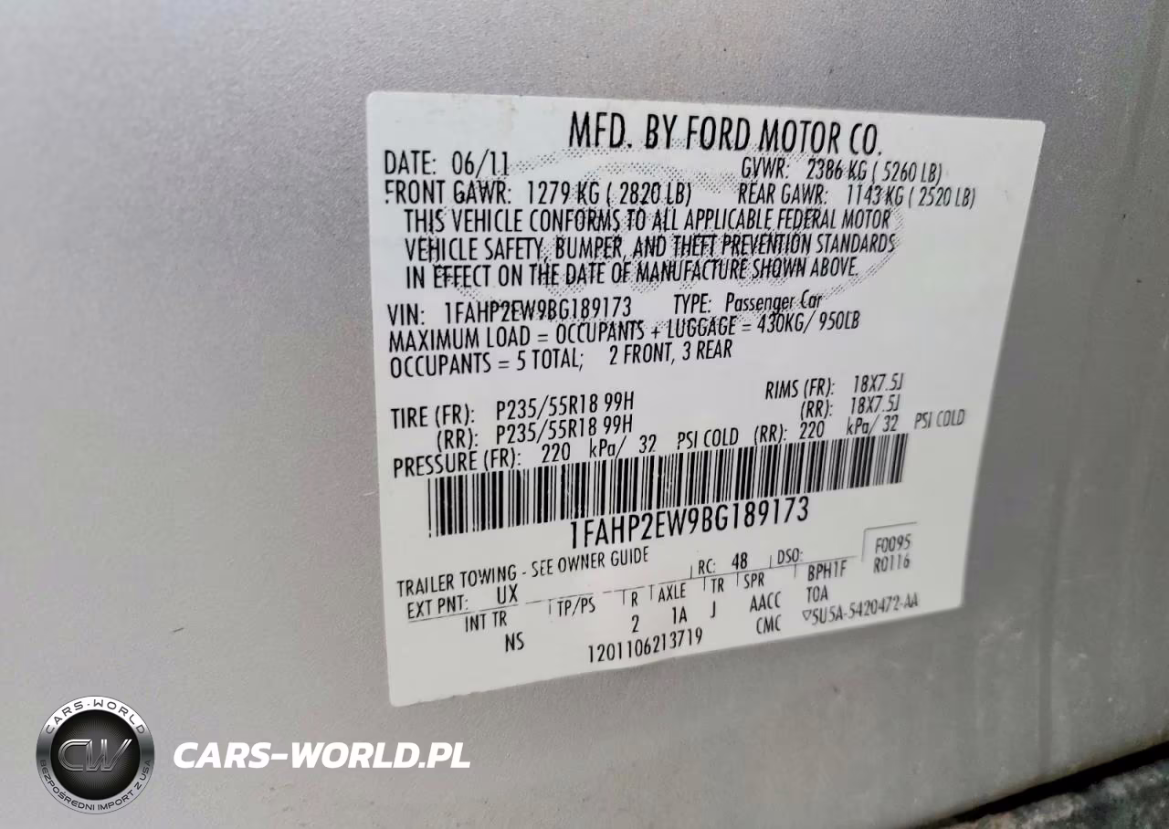 2011 Ford Taurus Sel VIN:1FAHP2EW9BG189173 - 12