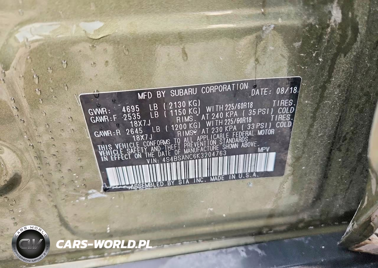 2019 Subaru Outback 2.5I Limited VIN:4S4BSANC6K3204763 - 14