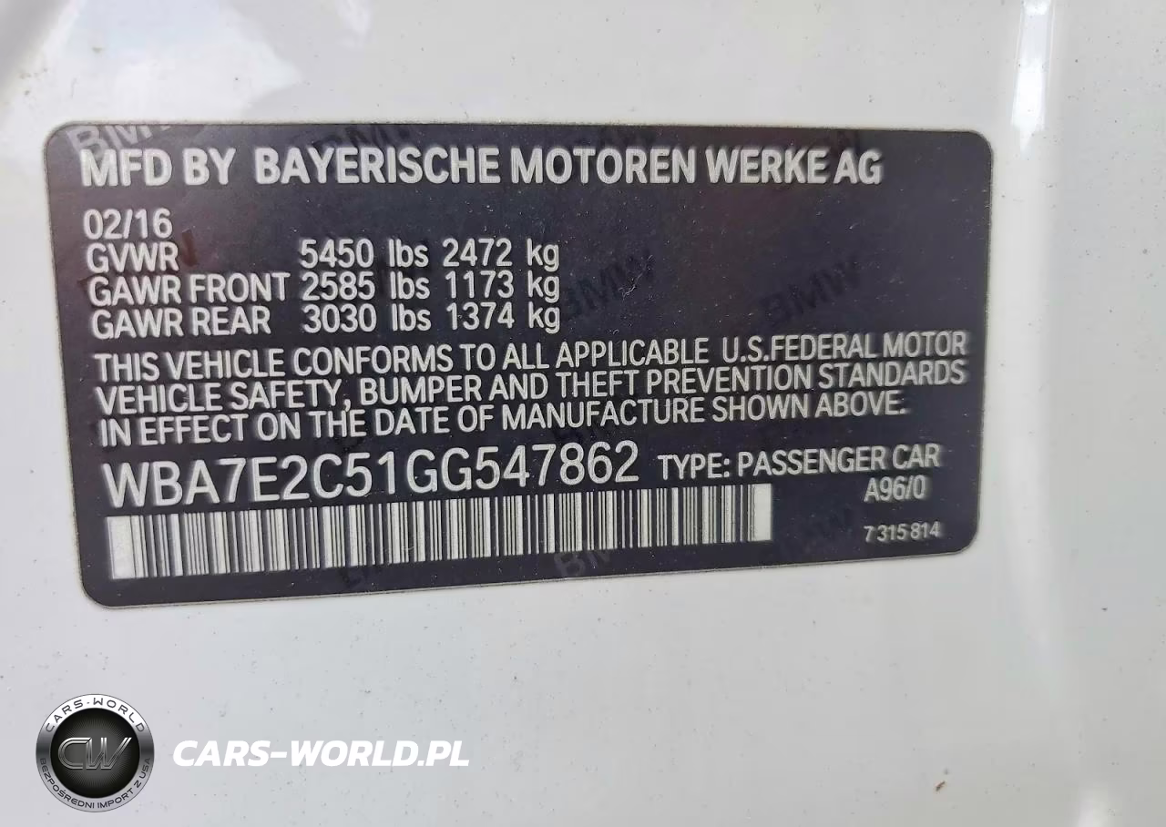 2016 BMW 740 I VIN:WBA7E2C51GG547862 - 12