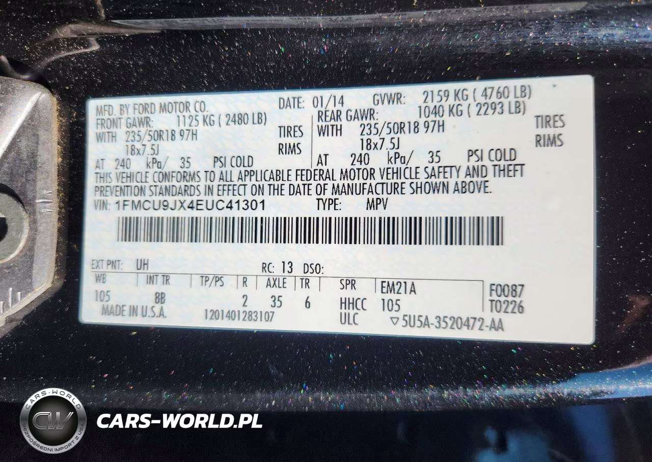 2014 Ford Escape VIN:1FMCU9JX4EUC41301 - 14