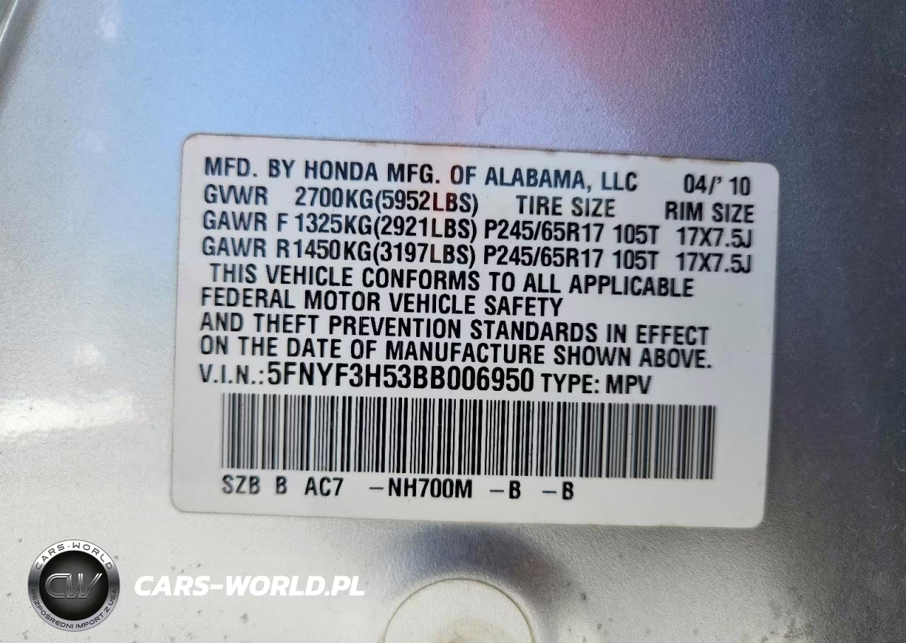 2011 Honda Pilot Exl VIN:5FNYF3H53BB006950 - 13