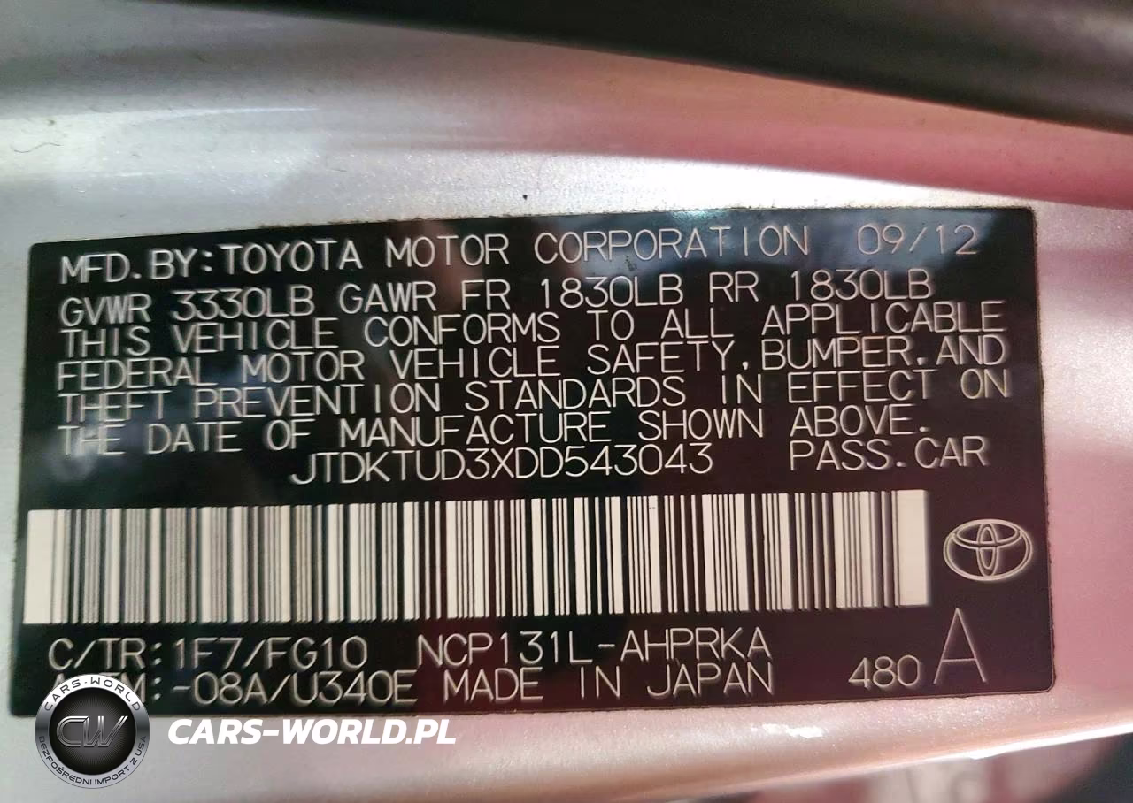 2013 Toyota Yaris 5-Door Le VIN:JTDKTUD3XDD543043 - 12