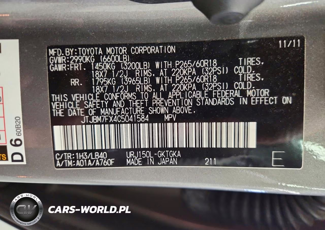 2012 Lexus Gx VIN:JTJBM7FX4C5041584 - 13