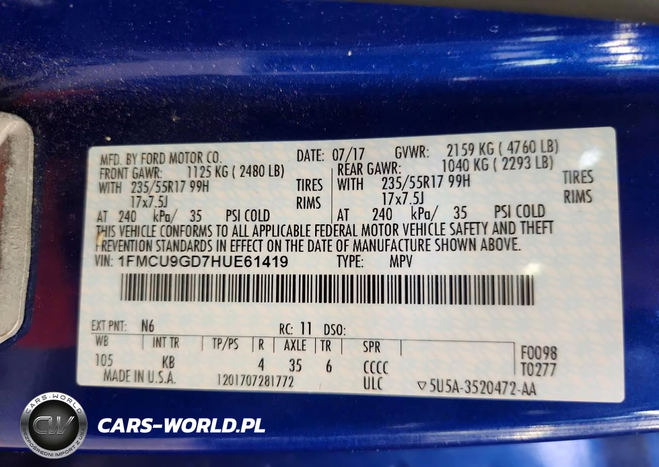 2017 Ford Escape Se VIN:1FMCU9GD7HUE61419 - 13