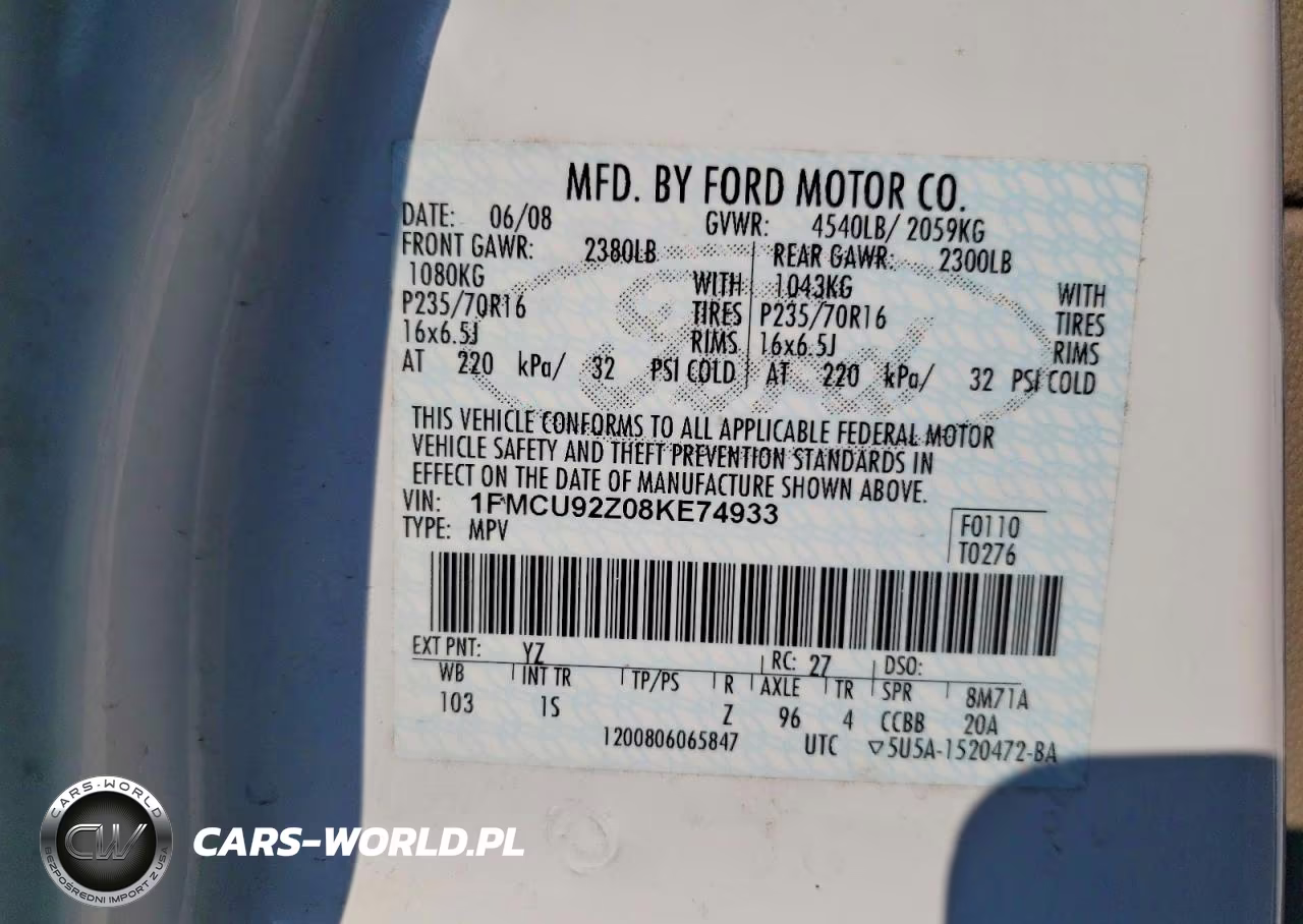 2008 Ford Escape Xls VIN:1FMCU92Z08KE74933 - 13