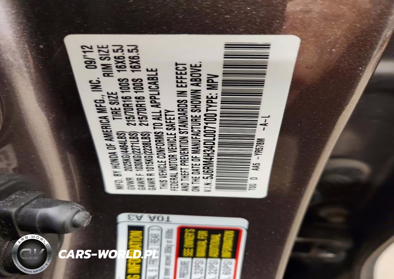 2013 Honda Cr-V Lx VIN:5J6RM4H34DL007100 - 13