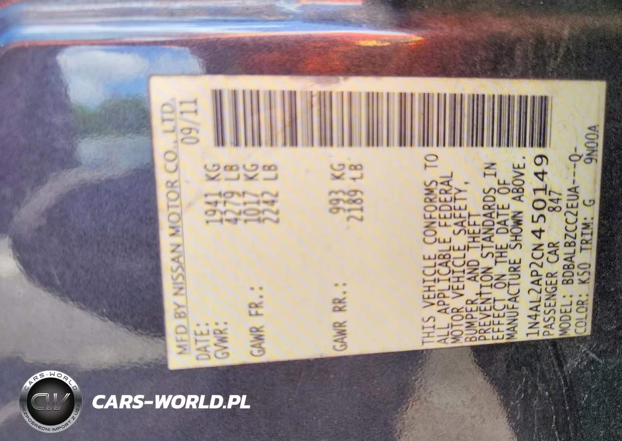2012 Nissan Altima 2.5 VIN:1N4AL2AP2CN450149 - 12