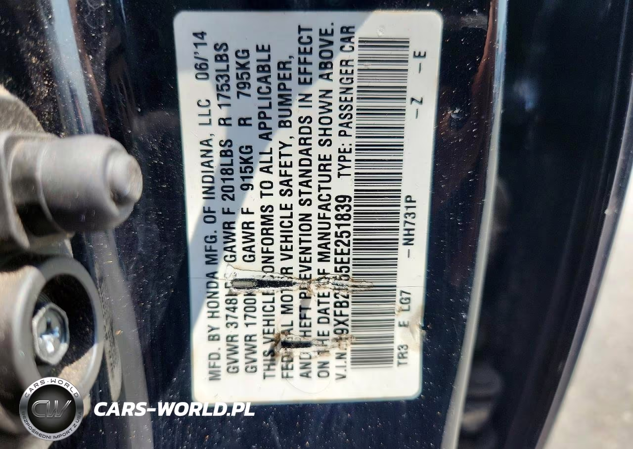 2014 Honda Civic Lx VIN:19XFB2F55EE251839 - 12