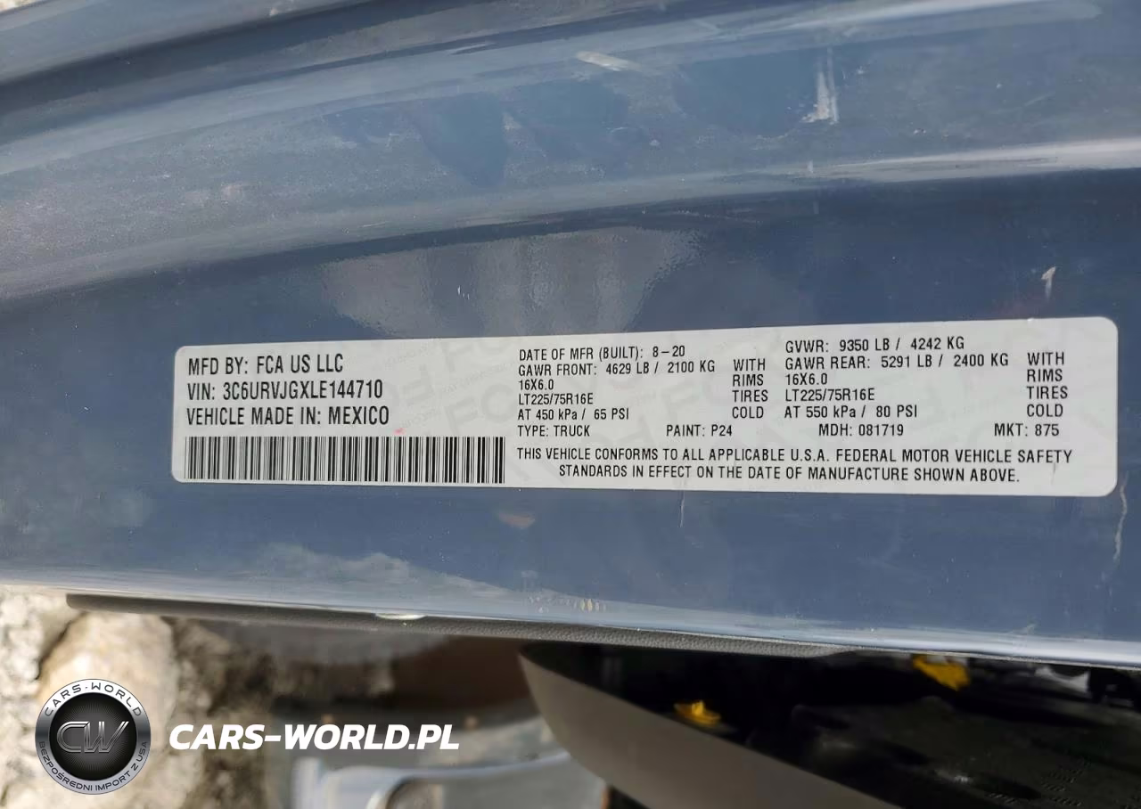 2020 Ram Promaster 3500 Delivery Van VIN:3C6URVJGXLE144710 - 12