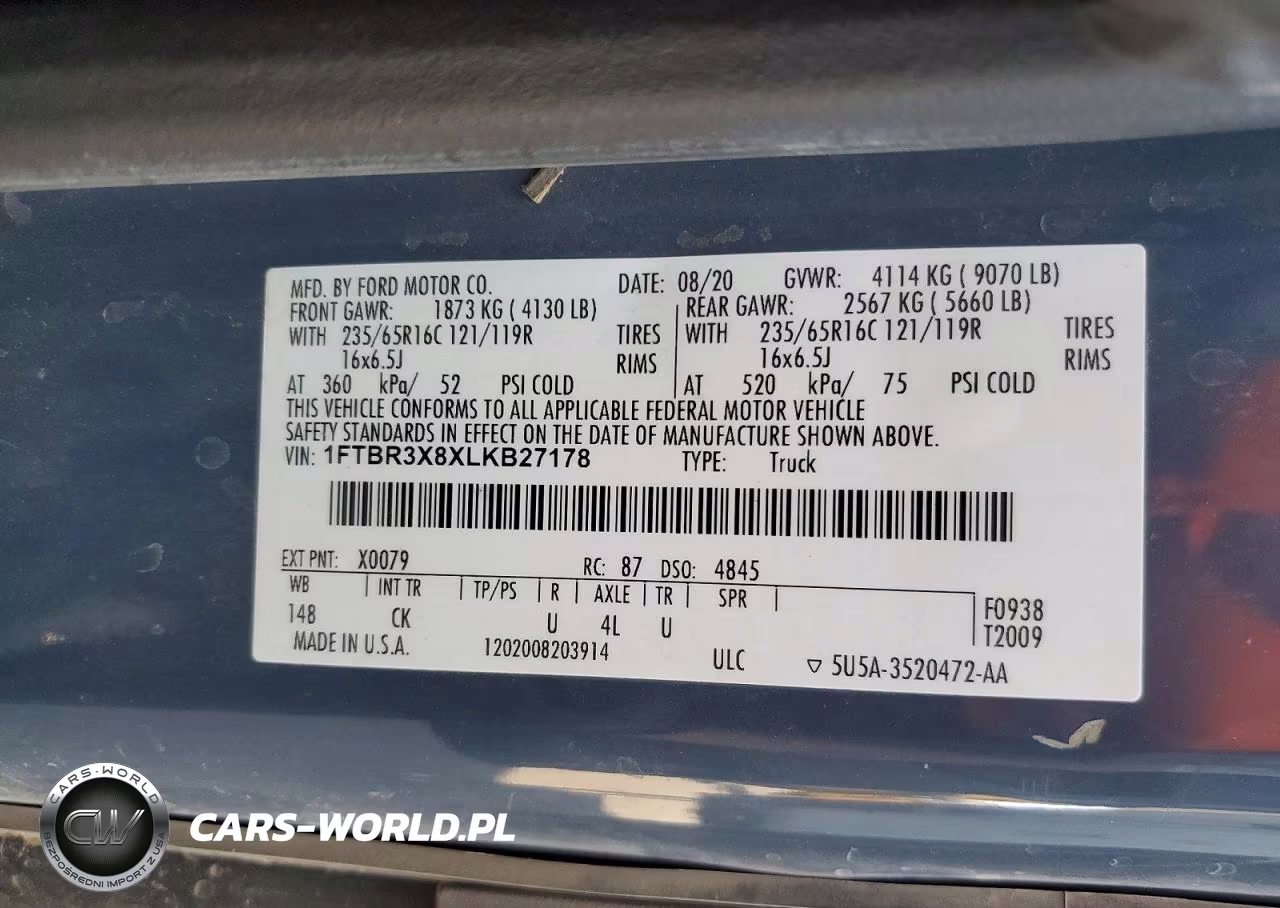2020 Ford Transit 250 Delivery Van VIN:1FTBR3X8XLKB27178 - 14
