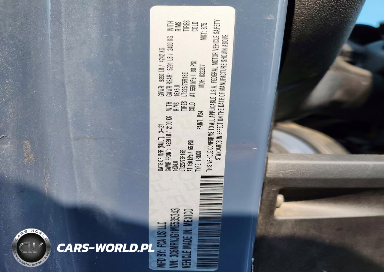 2021 Ram Promaster 3500 Delivery Van VIN:3C6MRVJG1ME535343 - 13