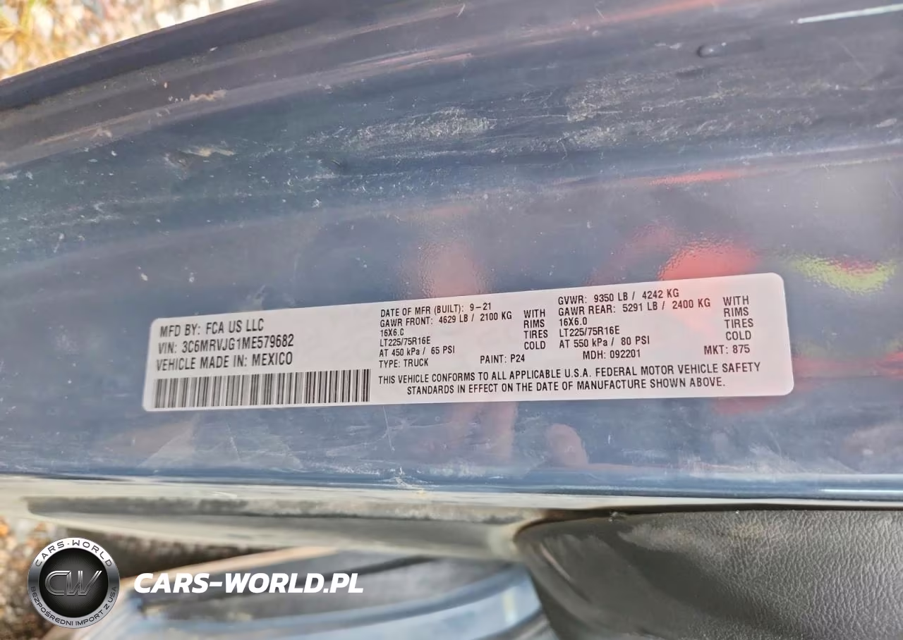 2021 Ram Promaster 3500 Delivery Van VIN:3C6MRVJG1ME579682 - 13