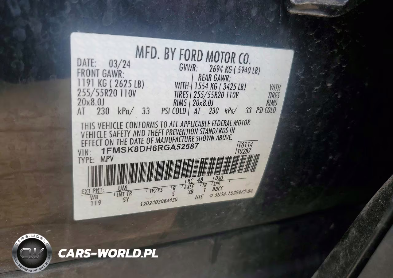 2024 Ford Explorer Xlt VIN:1FMSK8DH6RGA52587 - 14