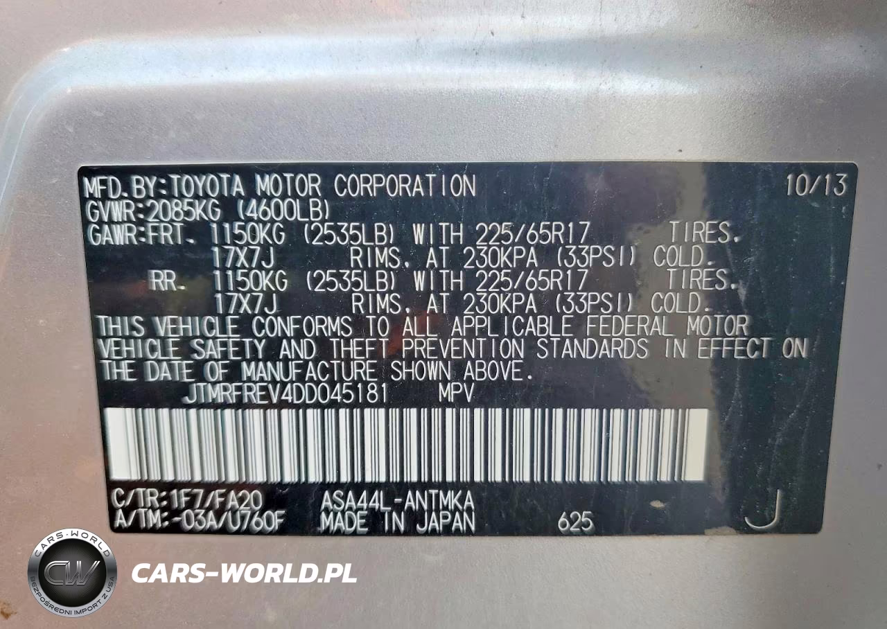 2013 Toyota Rav4 Xle VIN:JTMRFREV4DD045181 - 13