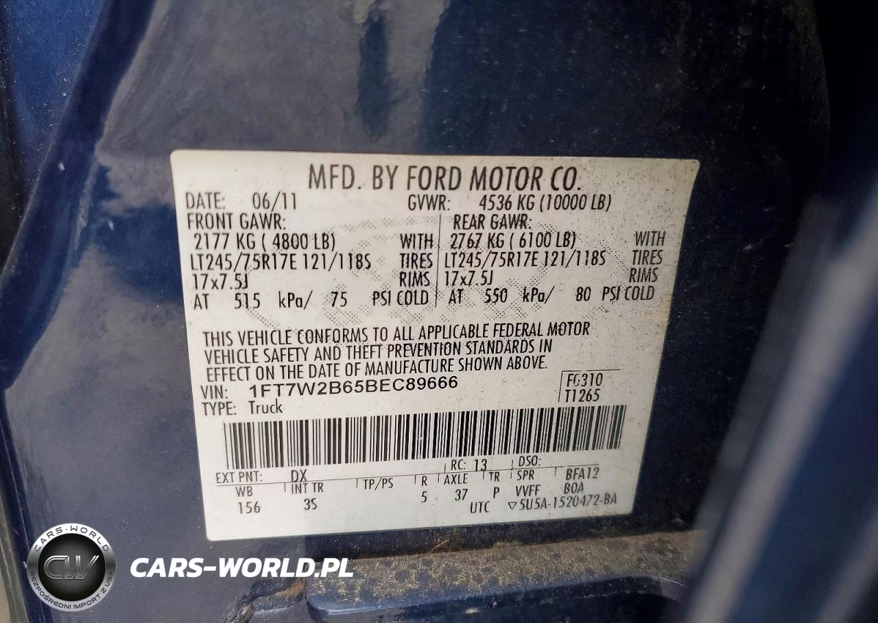 2011 Ford F250 Super Duty VIN:1FT7W2B65BEC89666 - 12