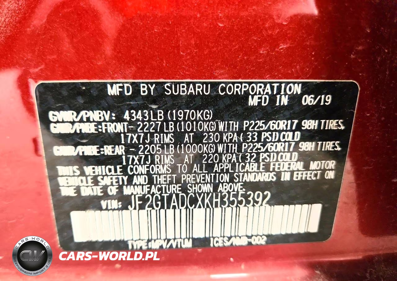 2019 Subaru Crosstrek Premium VIN:JF2GTADCXKH355392 - 12