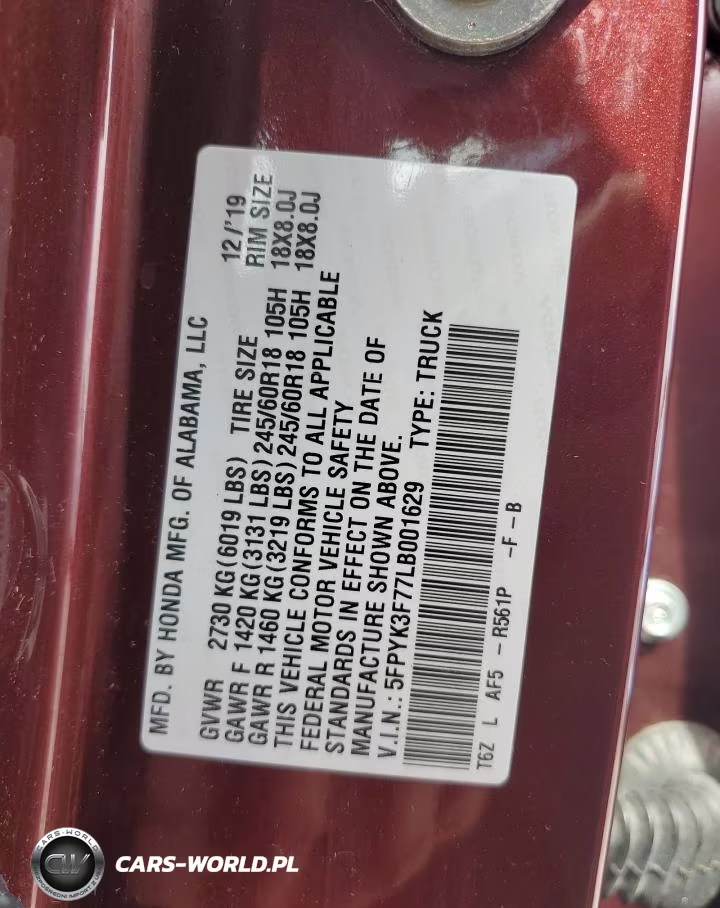 2020 Honda Ridgeline VIN:5FPYK3F77LB001629 - 12