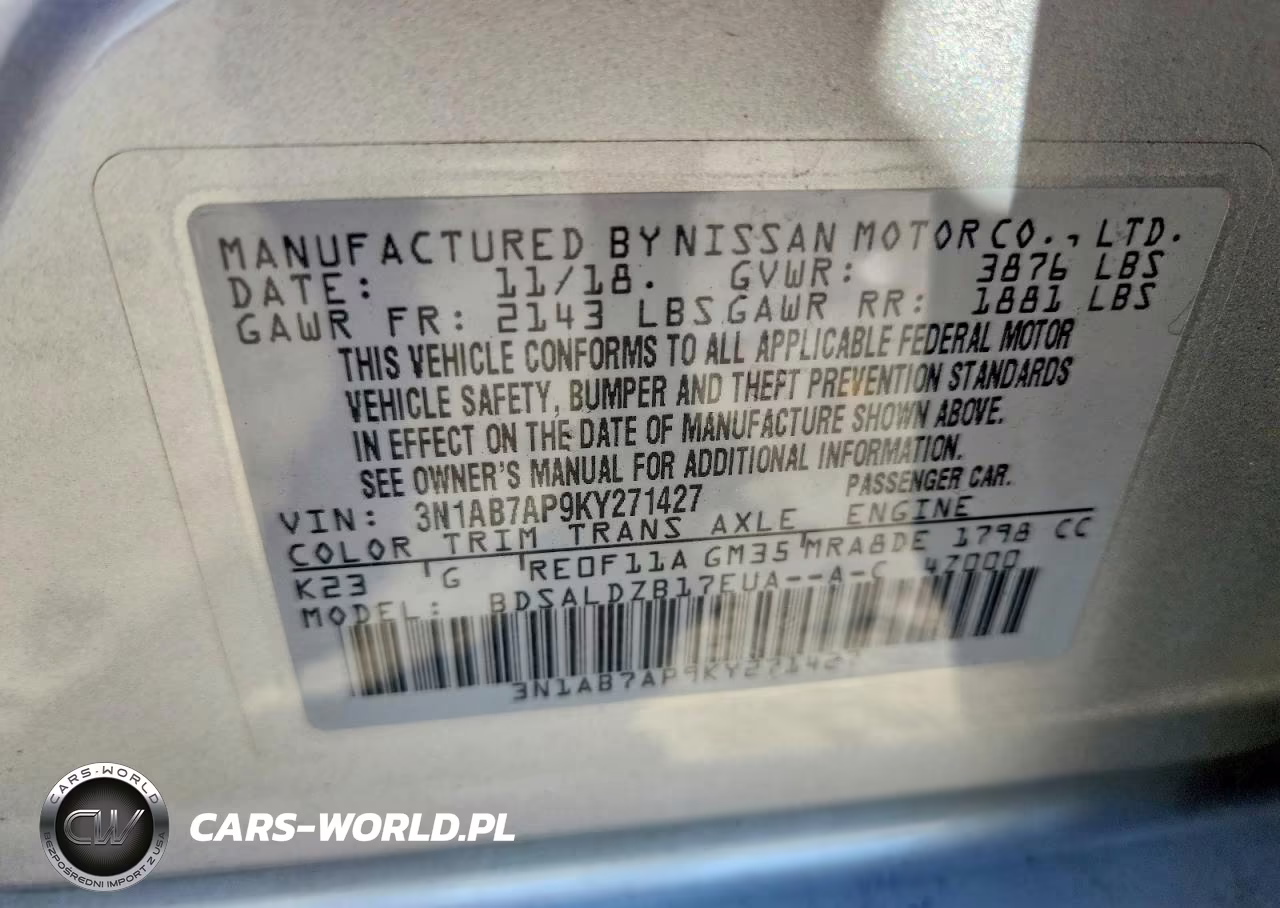 2019 Nissan Sentra Sv VIN:3N1AB7AP9KY271427 - 13