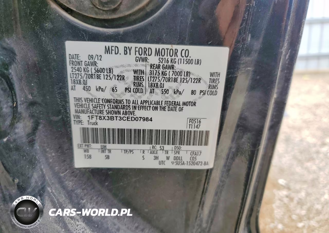 2012 Ford F350 Super Duty VIN:1FT8X3BT3CED07984 - 13